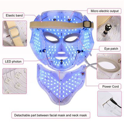 7 Color Electric Therapy LED Face Neck Mask For Healthy Skin Rejuvenation