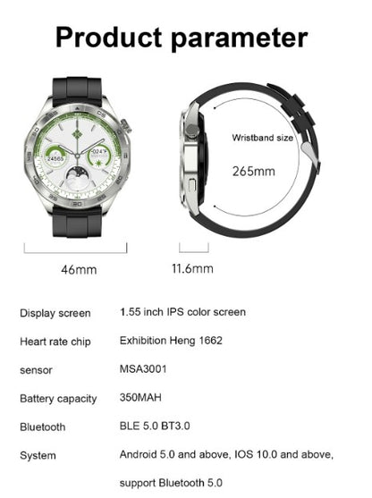 EX105 Smart Watch encoder wireless charging payment function - Black