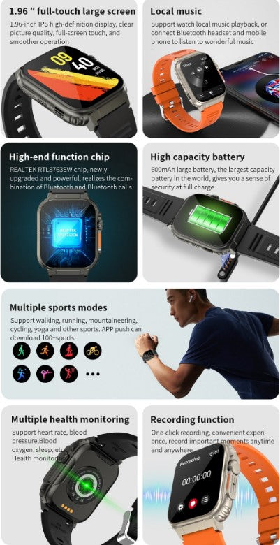 A70 Smart Watch  for Men/Women - Orange