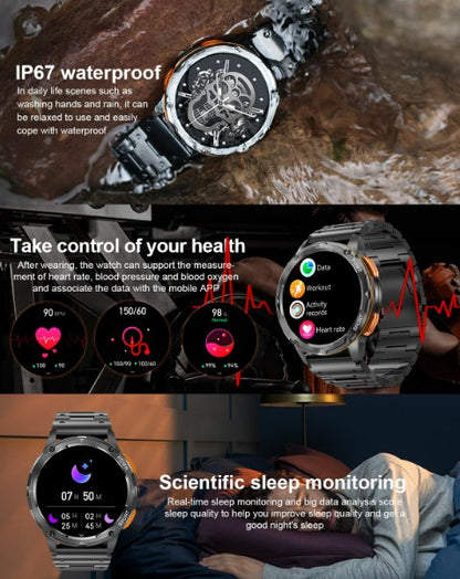 AK59 Smart Watch HD AMLOED Screen w/ health monitoring - Gold/Orange Strap