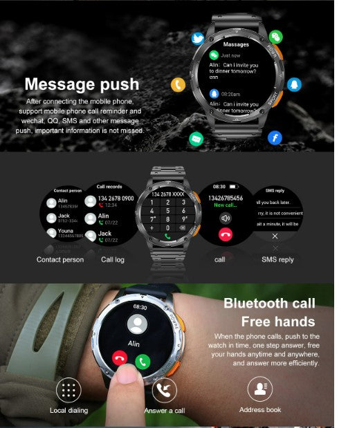AK59 Smart Watch HD AMLOED Screen w/ health monitoring - Gold/Orange Strap