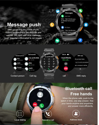 AK59 Smart Watch HD AMLOED Screen w/ health monitoring - Gold/Orange Strap