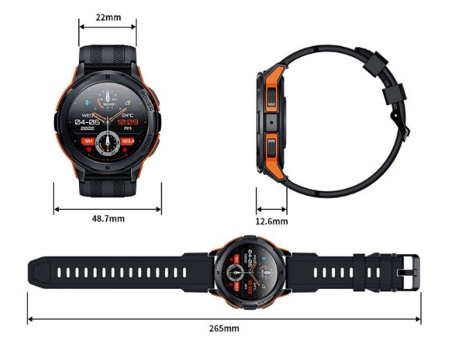 C25 Outdoor Sports 1.43AMOLED Screen Smart Call Watch Deep Waterproof Heart Rate and Blood Pressure - Orange