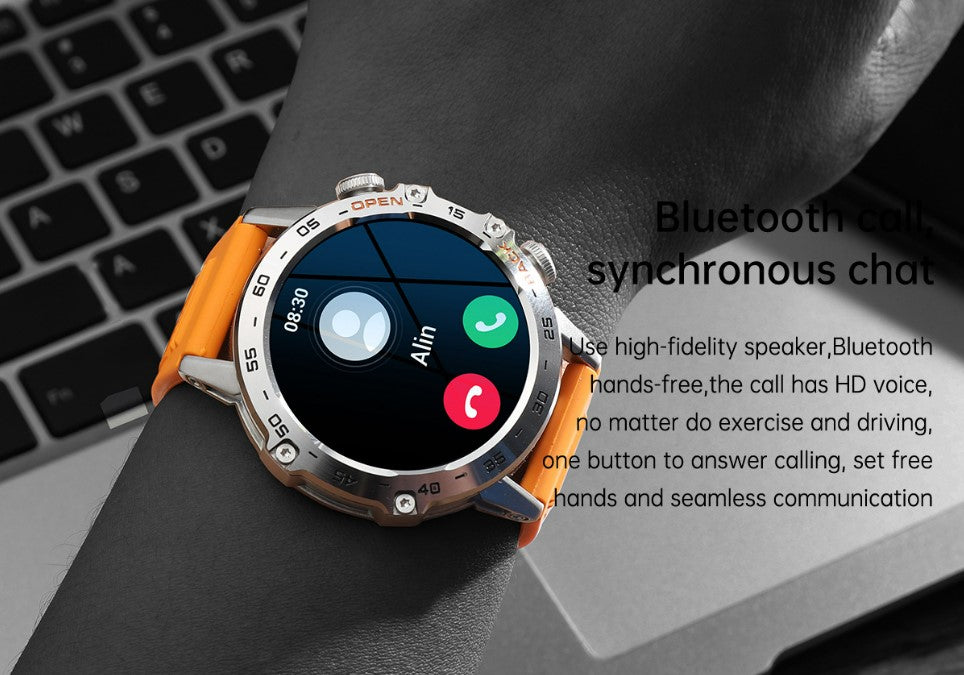 Smart Watch K52 Watches Men Wome Sports Fitness Modes Bluetooth Call Health Monitor 400mah 1.39Inch HD Smartwatch - Orange
